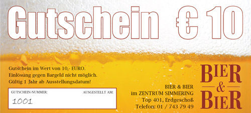 Gutschein Bier & Bier 10 €
